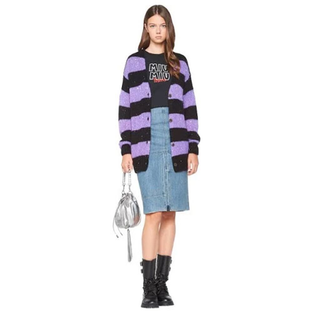 MIU MIU Gonna Denim Patchwork Midi Skirt - Size 38 - Picture 2 of 11